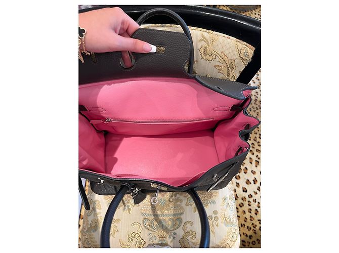 Birkin Borsa Hermès in pelle nera Nero - vista 3