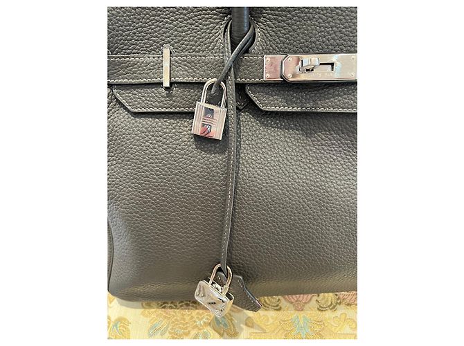 Birkin Borsa Hermès in pelle nera Nero - vista 7