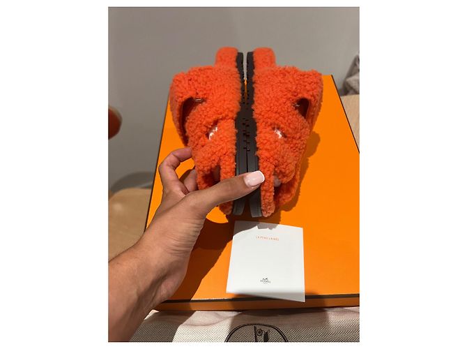 Hermès Cyprus Mules Orange Leder - Ansicht 3
