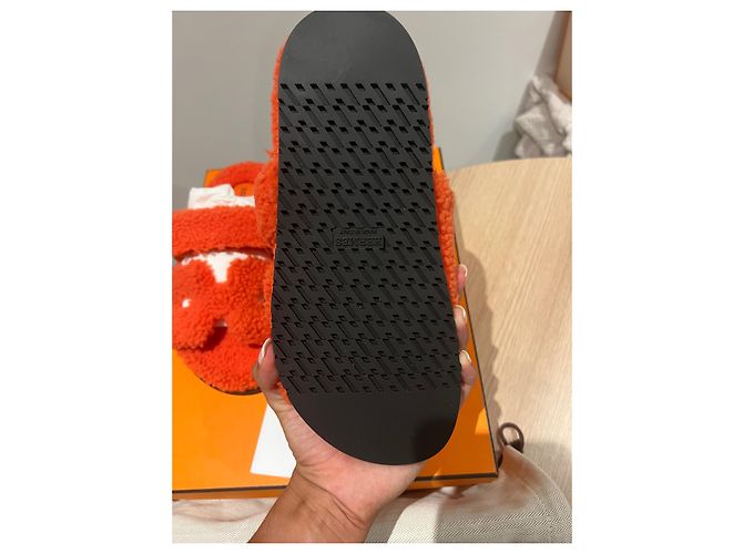Hermès Cyprus Mules Orange Leder - Ansicht 4