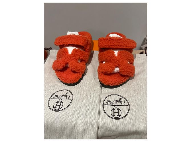 Hermès Cyprus Mules Orange Leder - Ansicht 5