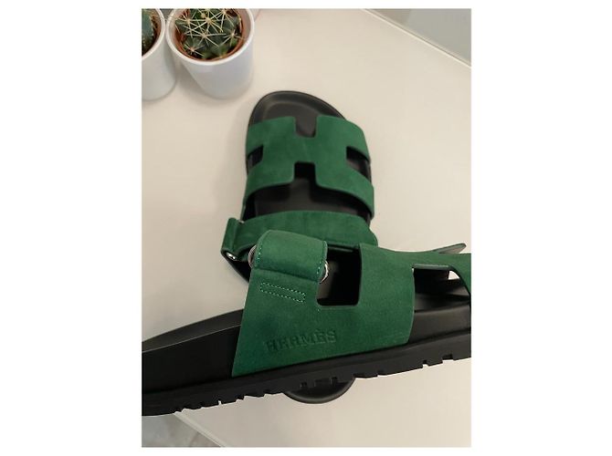 Hermès Mules chypre verde scuro - vista 2