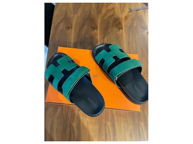 Hermès Mules chypre verde scuro - vista 3