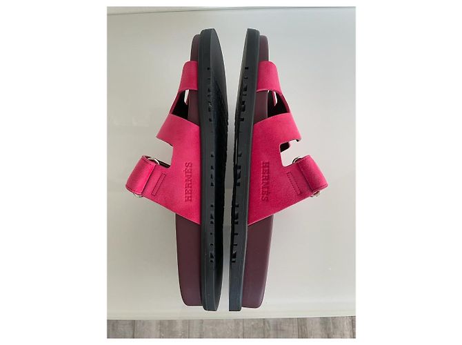 Hermès Mules chipre rosa frambuesa - vista 3