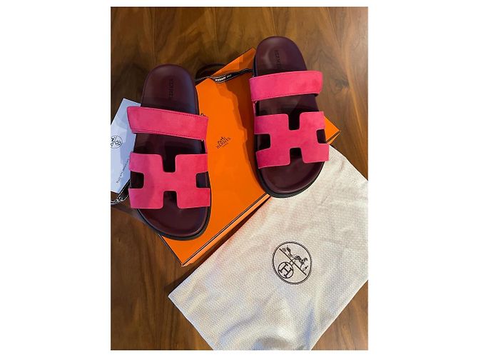 Hermès Mules chipre rosa frambuesa - vista 4