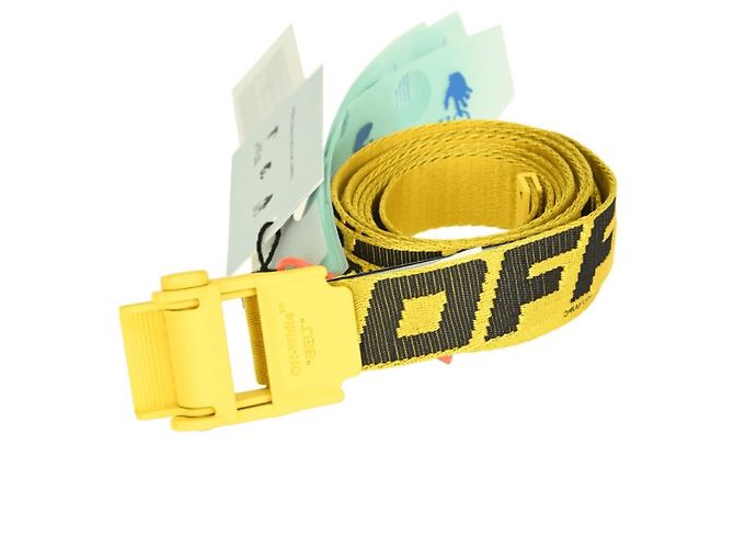 Off White OFF-WHITE - Ceinture jaune à bande logo petite boucle - vue 2