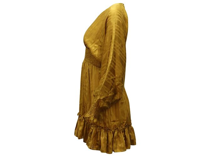 Minivestido Odette de Ulla Johnson en seda dorada Dorado Metálico - vista 2