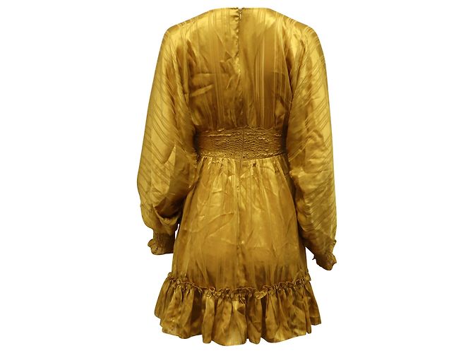Minivestido Odette de Ulla Johnson en seda dorada Dorado Metálico - vista 3