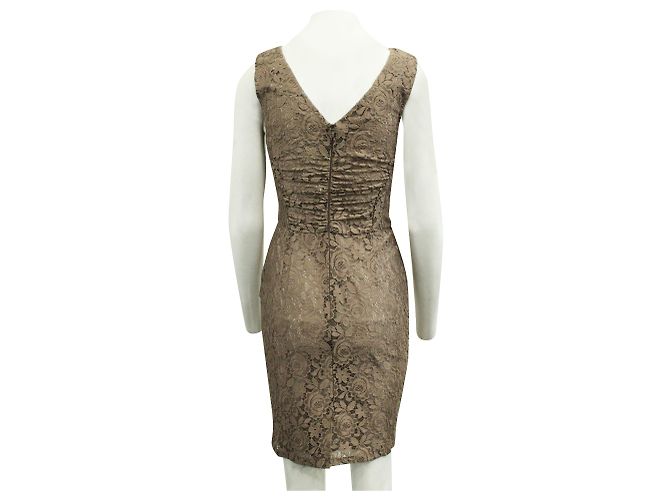 Reiss Vestido de festa marrom de renda - vista 3