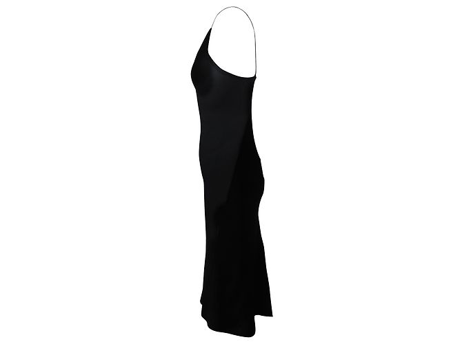 Vestido midi lencero Haider Ackermann en satén de seda negro - vista 2