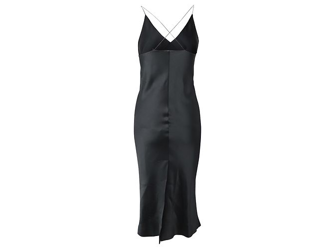 Vestido midi lencero Haider Ackermann en satén de seda negro - vista 3