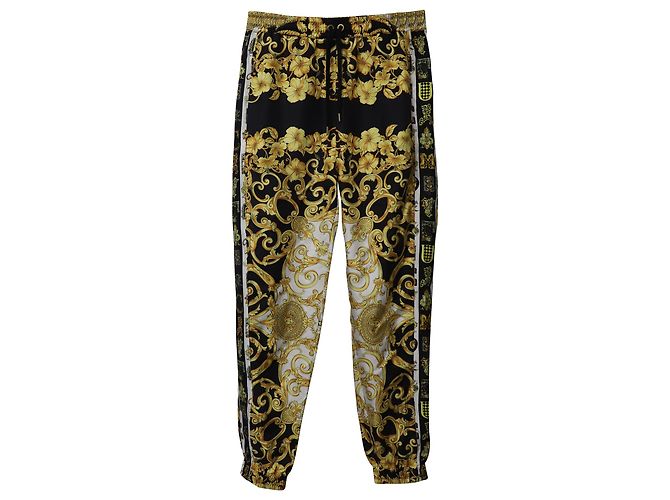Versace Baroque Print Pants in Black Silk - view 4