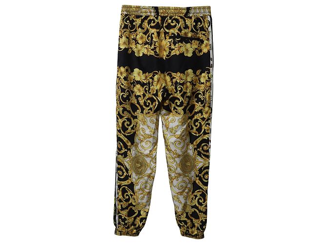 Versace Baroque Print Pants in Black Silk - view 5