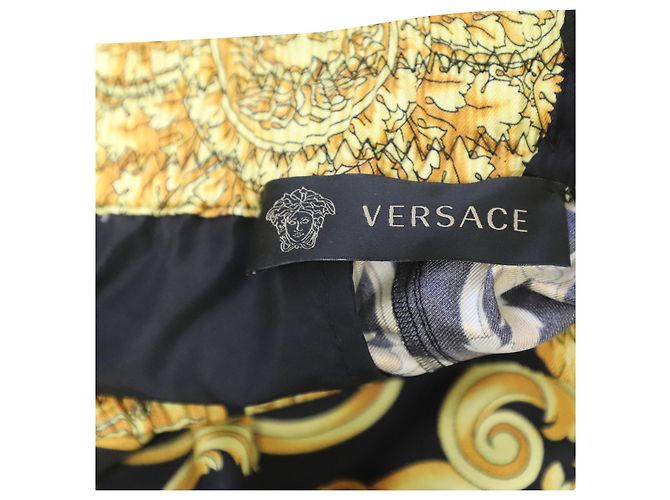 Versace Baroque Print Pants in Black Silk - view 6