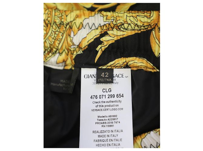 Versace Baroque Print Pants in Black Silk - view 7