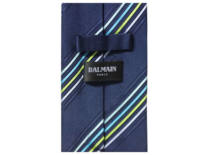 Cravatta Balmain a righe testurizzate in seta multicolor - vista 5