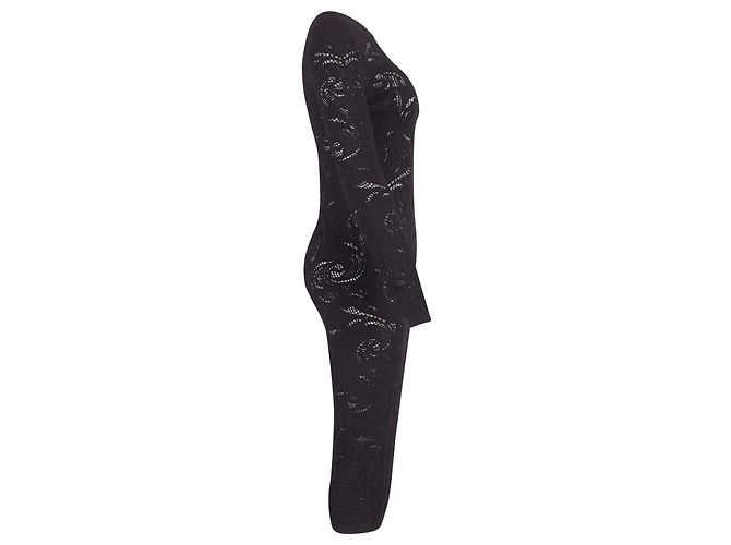 Versace Bodycon-Spitzenstrickkleid aus schwarzer Viskose - view 2