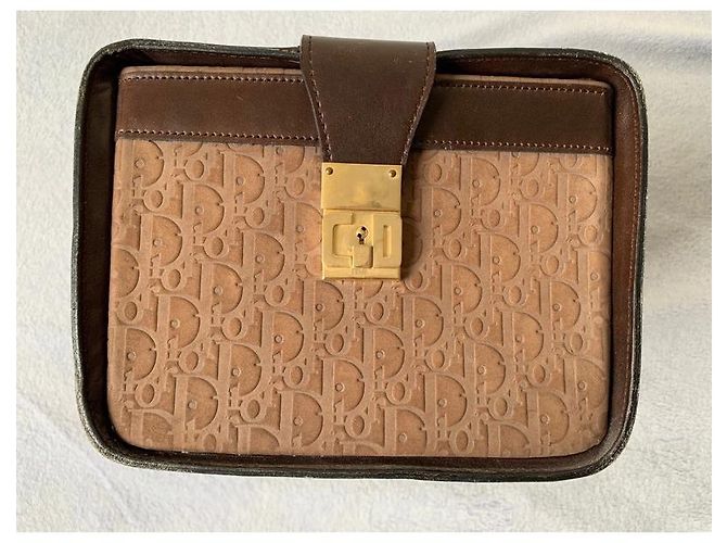 Borsa Vanity Christian Dior Monogramma Pelle Marrone - vista 3