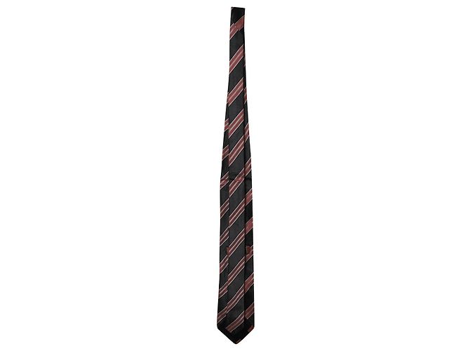 Cravatta Ermenegildo Zegna Rigata in Seta Grigio e Rosa - vista 2