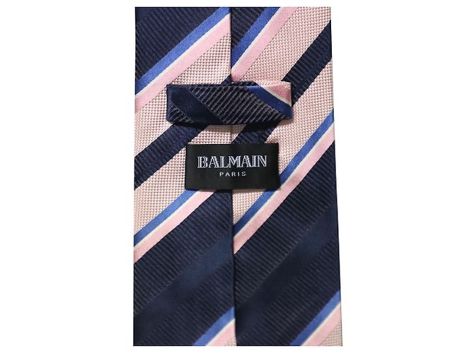 Balmain Striped Tie in Multicolor Silk - view 5