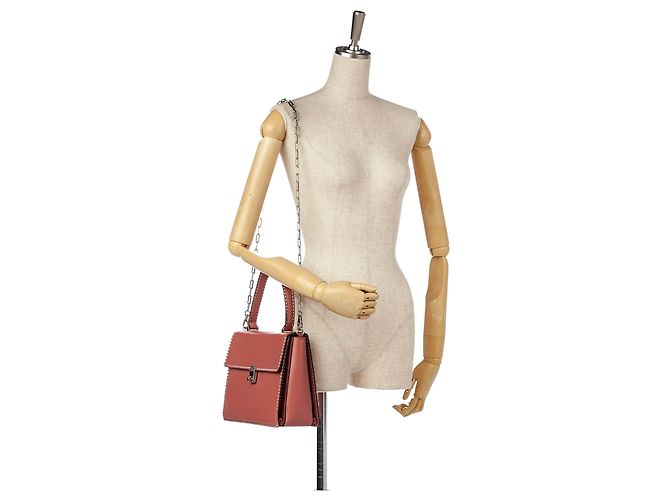 Bolsa de couro Valentino Pink Rockstud Rosa - vista 11