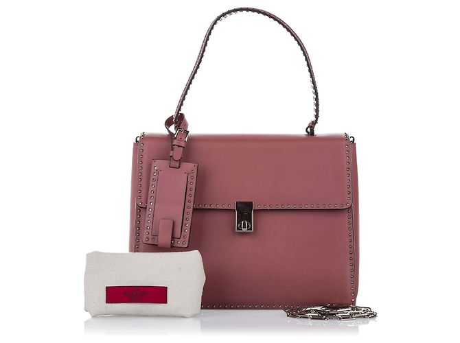 Bolsa de couro Valentino Pink Rockstud Rosa - vista 12
