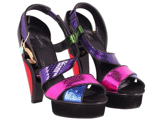 Marc Jacobs Sandalen mit herzförmigem Plateauabsatz und Farbblock aus mehrfarbigem Leder - Ansicht 2