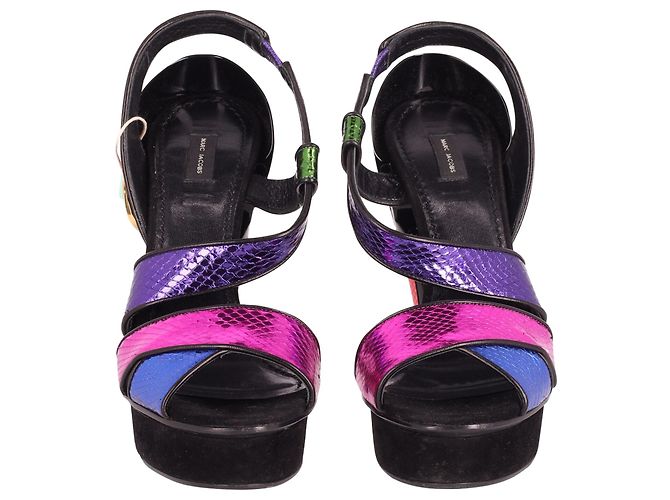 Marc Jacobs Sandalen mit herzförmigem Plateauabsatz und Farbblock aus mehrfarbigem Leder - Ansicht 3