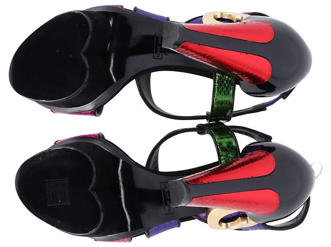 Marc Jacobs Sandalen mit herzförmigem Plateauabsatz und Farbblock aus mehrfarbigem Leder - Ansicht 6