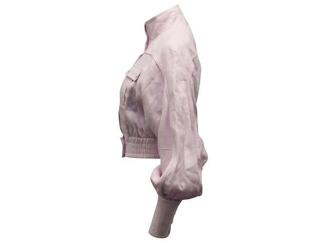 Giubbotto Zimmermann Ninety-Six Racer con maniche a blouson in lino viola pastello - vista 2