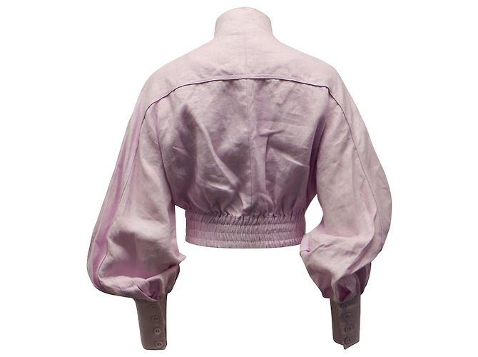 Giubbotto Zimmermann Ninety-Six Racer con maniche a blouson in lino viola pastello - vista 3