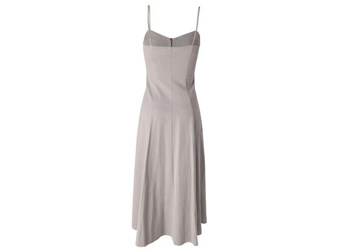 Mara Hoffman Vestido midi sem mangas com zíper frontal em cânhamo cinza - vista 3