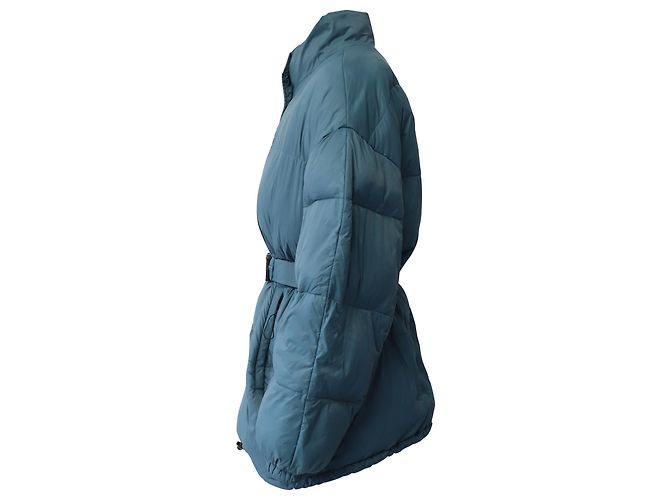 Isabel Marant Dilys Pufferjacke mit Gürtel aus blauem Polyamid - Ansicht 2