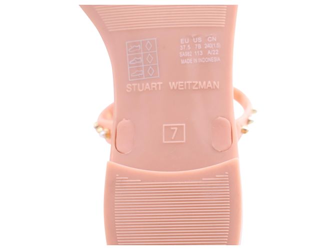 Sandali Stuart Weitzman Jelly con Perla in Gomma Rosa Pesca - vista 7