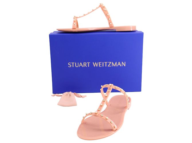 Sandali Stuart Weitzman Jelly con Perla in Gomma Rosa Pesca - vista 8