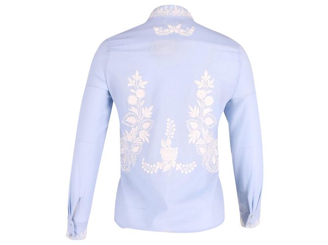 Camicia Vilshenko ricamata a collo alto in cotone e lana blu - vista 3