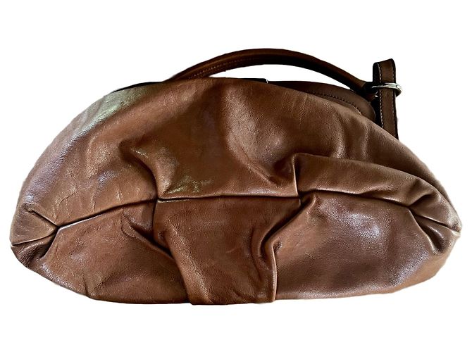 Vitello Borsa a tracolla Prada in pelle color caramello - vista 6