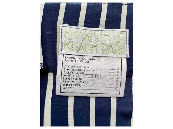 Blusa de seda Emmanuelle Khanh azul marino con rayas blancas Blanco Azul oscuro - vista 6
