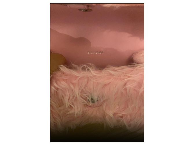 Borsa a mano Balenciaga Hourglass in pelliccia rosa - vista 4