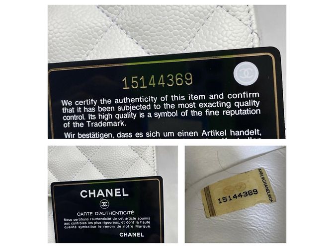 Timeless Borsa a tracolla caviale Chanel Jumbo Line Flap Bag Bianco - vista 4