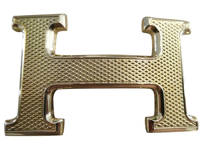 Hermès hermes belt buckle golden steel guilloché Gold hardware ref