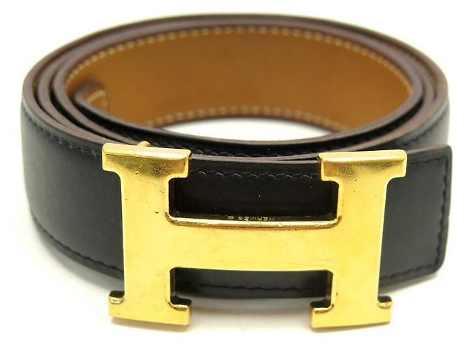 Hermès CINTURÓN HERMES HEBILLA H ORO ESLABONES REVERSIBLES 32 MM 90 CINTURÓN PIEL CUADRO NEGRO - vista 2