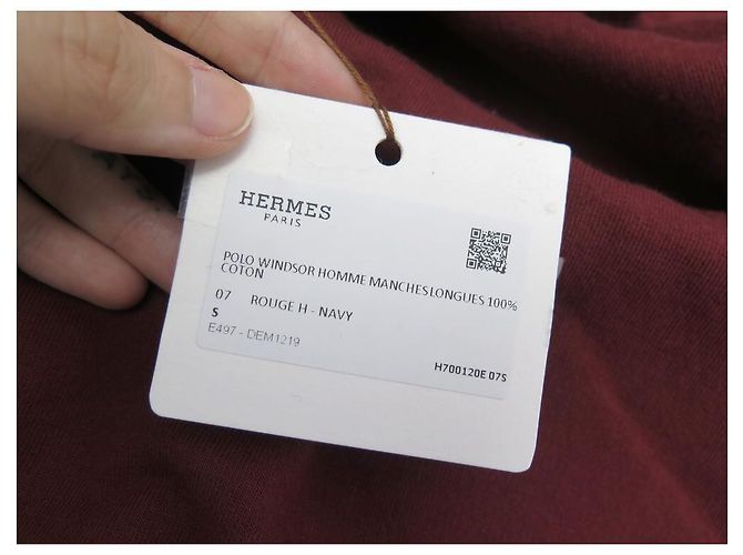 Hermès NOVA TSHIRT HERMES POLO WINDSOT MANGA COMPRIDA T36 S EM ALGODÃO BORGONHA Bordeaux - vista 10