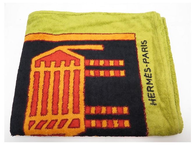 Hermès NEW HERMES TOWEL BEACH MAT TRIBAL PATTERN IN COTTON BATH BEACH TOWEL Green - view 5