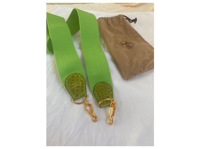 Bandoulière Hermès Verde in Pelle Esotica - vista 2