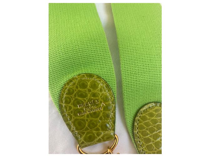 Bandoulière Hermès Verde in Pelle Esotica - vista 3