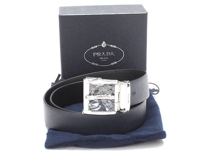 Prada Saffiano Leather Belt Black Pony-style calfskin ref.611650 - Joli ...