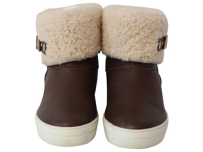 Stivali da pioggia Burberry Skillman Ankle Weather in pelle marrone - vista 2