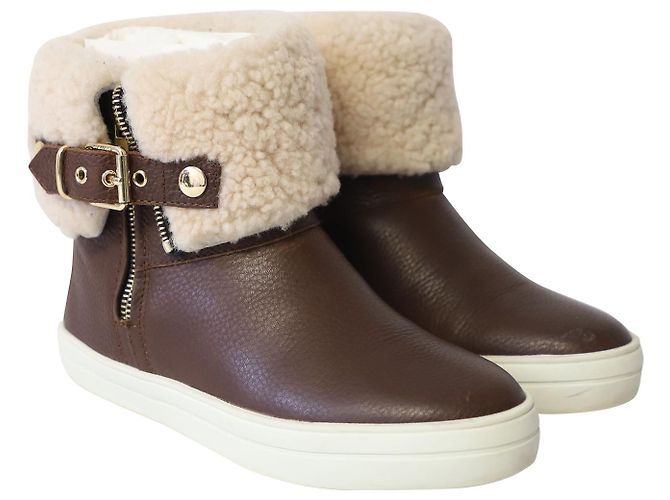 Stivali da pioggia Burberry Skillman Ankle Weather in pelle marrone - vista 3