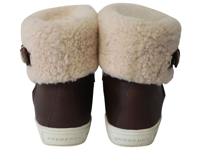 Stivali da pioggia Burberry Skillman Ankle Weather in pelle marrone - vista 4